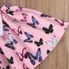 2019 Kids Baby Girls Butterfly Printed Tshirt Chaints Dress 2Piece مجموعة ملابس صغيرة ملابس أطفال قصيرة الأكمام Clot9274710