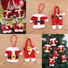 Set di posate natalizie Vestiti di Babbo Natale Pantaloni Porta coltelli e forchette Borsa per posate natalizie Decorazione desktop natalizia