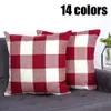 Plaid Pillow Case Decoration Beige White Linen Christmas Throw Pillow Case Case Dekoracyjna poduszka Poduszka Poszewka