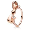 925 Sterling Silver Brilliant Bow Pierścień Zestaw Oryginalne Pudełko na Pan Kobiety Wedding CZ Diamond Bowknot Ring W150