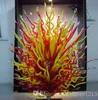 Hot! Hand Blown Glass Standing Floor Lamps Red and Yellow Blown Glass Sculpture for Garden Art Decoration Murano Glass Standing Sculptures