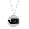 Stylish creative stainless steel necklace pendant state map pendant