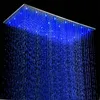 Pommeau de douche LED au plafond pour salle de bain, grand panneau de pluie, finition brossée en acier inoxydable 304, 500x1000MM ou 400x800MM