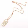 New Arrive Fashion Lady Brass Lettering 18K Plated Gold Necklace With Diamond White Mother of Pearl Pendant 3 Color257f