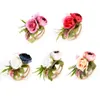 Groothandel Bruiloft Bloem Bruidsmeisje Bruid Pols Corsage Woodland Corsage Geweven Straw Manchet Bracelet voor Bruiloft Prom Accessoires