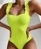 barato traseira aberta sexy de uma peça swimsuit com cintura alta ouro ouvido impressão de folha cintas uma peça menina Biquinis conjunto de praia yakuda esporte swimwear