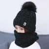 Mode Wollmütze Schal Set Winter-Pom Pom Strickmütze Mützen Damen Häkeln Schals Outdoor-Warm Ski Cap TA1826