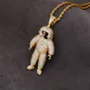 Collier pendentifs astronaute cadre Photo personnalisé pour hommes pierre CZ pavée Bling glacé Hip Hop rappeur bijoux