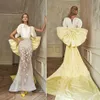 Nieuwe Mermaid Prom Dresses Unieke Ontwerp Illusie 3D Bloem Applicaties Avondjurk Party Red Carpet Formele Wear Ogstuff Robes de Soirée