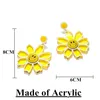 Fashion- Korean Big Clear Acrylic Flower Drop Earrings For Women Bohemian Sunflower Statement Dangle Earring Boho Jewelry