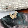 iced out butterfly ring for women luxury designer white pink bling diamond rings adjustable opening gold silver zircon Ring jewelry gift