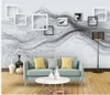 3d murals wallpaper for living room modern abstract black and white curve photo frame art background wall