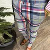 Gymmen Mens Trousers Plaid Tracksuit Bottoms Skinny Joggers Sweat Track Pants Chinos Trousers Sexy Slim Fit Casual Pants Plus Size1616