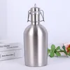 2L 64 oz Hip Flask paslanmaz çelik Bira Growler Flip Top Büyük kapasiteli 2 Litre bira şişesi ile salıncak üst 2L tek duvar bira varil fıçı