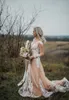 Пляжные новые садовые платья, кружевные свадебные платья с длинными рукавами и аппликацией, свадебное платье из тюля в стиле бохо, платье Robe De Mariee