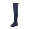 Hot Sale- 2019 Zwart Blauwe Dames Wiggen Hakken Over de Knie Sneeuwlaarzen Vrouw Winter Dames Platform Dij Hoge Laarzen Meisjes Schoenen