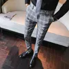 Ganze Anzughose, Hochzeitshose, Herrenanzughose, kariert, Business-Casual, schlank, Sporthose, Pantalon a Carreau, Herren, klassisch, Retro, Check302Z