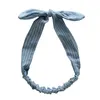 Bonito Denim Lista de Leopardo Imprimir Coelho Coelho Orelha Fita Headwear Headband Hairband Habitação Cachecol Headband Band Faixa Acessórios