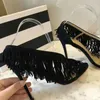 2019 Newest Summer Sandals women suede fringe super high heels sexy peep toe sandals show party shoes slingback sapato feminino