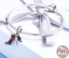 Ciondoli per scarpe con rossetto per bracciale in argento sterling massiccio 925 con perline ciondolo pavone collana fai da te accessori di gioielli