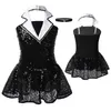 ChicTry Bambini Ragazze Paillettes Balletto Body Bambini Balletto Tulle Tutu Ballerina Dress Pattinaggio di Figura Stage Costumi di Danza Lirica