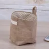 Retro Sepet Saklama Kutusu Jüt ile Pamuk Astar Eşarpriler Sepet Mini Masaüstü Saklama Çantası Asılı Çanta 14 x 14 x 12.5 cm