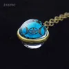 Nouveau conçu Triple lune collier gothique déesse signe boule de verre pendentif Vintage Bronze chaîne collier cadeaux pour les femmes