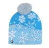 Xmas Crochet Skull Caps Hattar LED Jul Beanie Belysning Pom Hattar Kids Snowflake Stickad Hat Vuxna Ljus Stickad Ball Huvudbonad Azyq6797