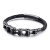 Punk Rock Vintage Black Acier inoxydable Brocette Brocelet Hommes Vélo Vélo Moto Mens Cuir Bracelets Bracelet Bijoux Bijoux