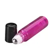 High Quality 10 ml Glass Roll-on Bottles with Stainless Steel Roller Balls For Essential Oils Amber (Purple )