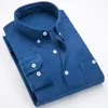 Plus Size 5XL Outono / Inverno Quente Qualidade Corduroy Botão de Mangas Longa Colarinho Casual Camisas Para Homens Confortável