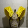 Bellissime ali d'angelo gialle Ali morbide di piume di fata adatte per le decorazioni creative di Pasqua di Chrismas della festa nuziale Trasporto libero di SME