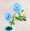 Artificial Rose Flower Fake Wedding Bride Bouquet Real 3 Peony Flower Heads Silk Artificial Flower Touch Rose Flowers Home Decoration LSK170