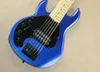 Fabrika Özel Sol Handed Metal Mavi 6 Strings 21 Frets ile Elektrik Bas Gitar, Akçaağaç klavye, Teklif Özelleştirilmiş