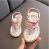 Kids Designer Shoes Girls Roman Sandals Summer Water-Drill Slip-Toe Sandals Girl Sequins Flip Flops Casual Cool Platform Footwear ZYQ218