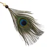 Boho -Stil handgefertigte blaue Pfauenfeder -Stirnbänder mit Flanell und Perlen Dream Catcher Form Haargürtelzubehör für Frauen Geschenk9432805