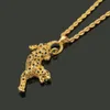 New Hiphop Leopard Pendant Necklace For MenWomen Fashion Gold Statement Crystal Necklace Drop Ship2577609