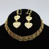 Set di 3 set di gioielli a forma di cuore in oro giallo 18 carati con orecchini, bracciale e collana da donna classici di Dubai Dropshipping