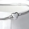 100% 925 Sterling Silver Heart Glop Snake Chain Bracelet Fit Fit Authentic European Dangle Charm for Women Fashion Diy Jóias238r