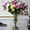 Fausse tige courte ronde Rose fleur 4 têtes Simulation camélia pour mariage maison fleurs artificielles décoratives