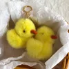 1pc-Real Genuine Fur Duck Chick Pompom Ball Bag Charm Keychain Pendant Keyring Kids Toy