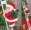 Elétrica Papai Noel escalada escada de boneca decoração boneca de pelúcia brinquedo para xmas festa casa porta decoração da parede