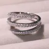 2019 New Arrival Klasyczna Biżuteria Pure 100% 925 Sterling Silver Pave White Sapphire CZ Diament Kobiety Wedding Bridal Pierścień Dla Lovers '
