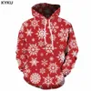 Kyku Christmas Hoodies Mannen Sweatshirt Rode Hip Hop 3D Print Hoodie Xmas Sneeuwvlok Sweatshirt Pullover Hooded Funny Mens Kleding T200102