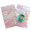 100 Pcs Iridescent Bags Pouches Cosmetic Iridescent Bags Holographic Makeup Aluminum Foil Hologram Zipper New