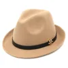 Unisexe adulte nouveau haut à la mode Jazz Fedora bord élégant Trilby Gangster casquette en plein air fête rue décontracté élégant chapeaux printemps été 7560692