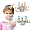 1/2/3 Birthday Party Hats Headband Crown Princess Prince Crown Headdress Baby Shower Kids Birthday Party Decoration 20 COlors