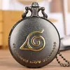 Unik svart Japan Anime Quartz Pocket Watch Halsband Kedja FOB Klockor Fashion Cosplay Män Klockgåva