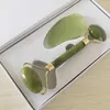 2020 DHL Natural Jade Beauty Container Jade Roller Scraping Board Face Massager Jade Push Set Geschenkbox3241553