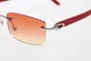 2019 Großhandel Randlose Brille Rote Azteken-Sonnenbrille Hot 3524012 Arme Randlose Sonnenbrille Heißes Modell Unisex-Designerbrille Neue orange-rote Linse